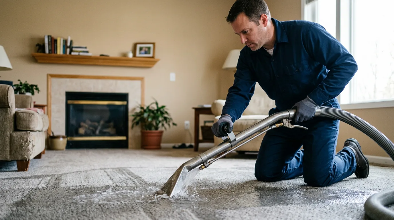 Water damage restoration technician working near Newark, MD